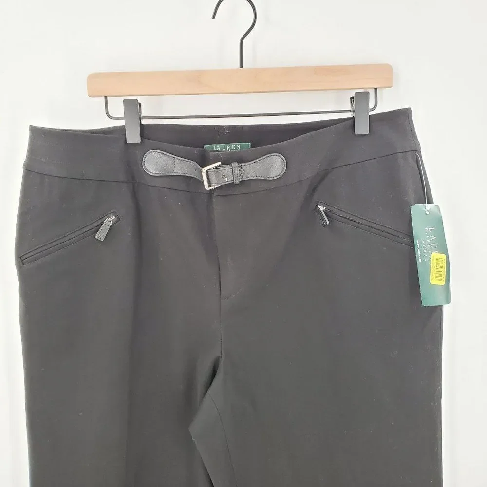 Lauren Ralph Lauren Pants Womens Cotton Front Zip Pockets Black Size 16W - Picture 2 of 9
